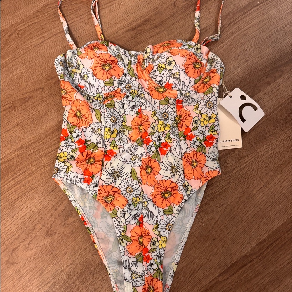 Commense Floral One-Piece Swimsuit Size S